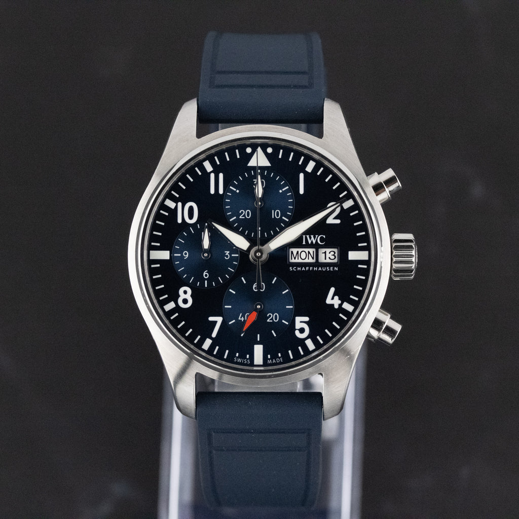 IWC Pilot's Watch Chronograph 41 Blue Dial on Rubber Strap IW388101