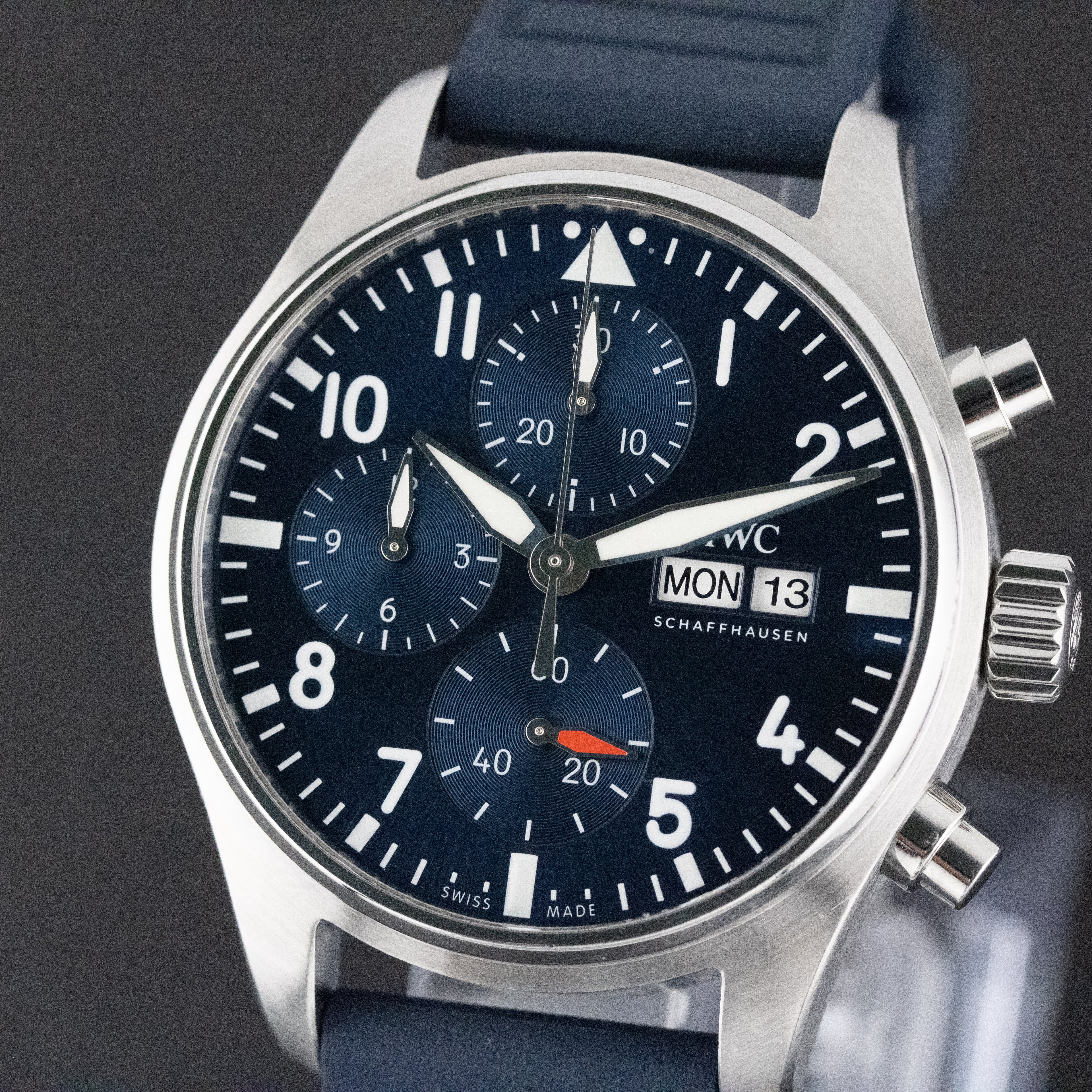 IWC Pilot's Watch Chronograph 41 Blue Dial on Rubber Strap IW388101