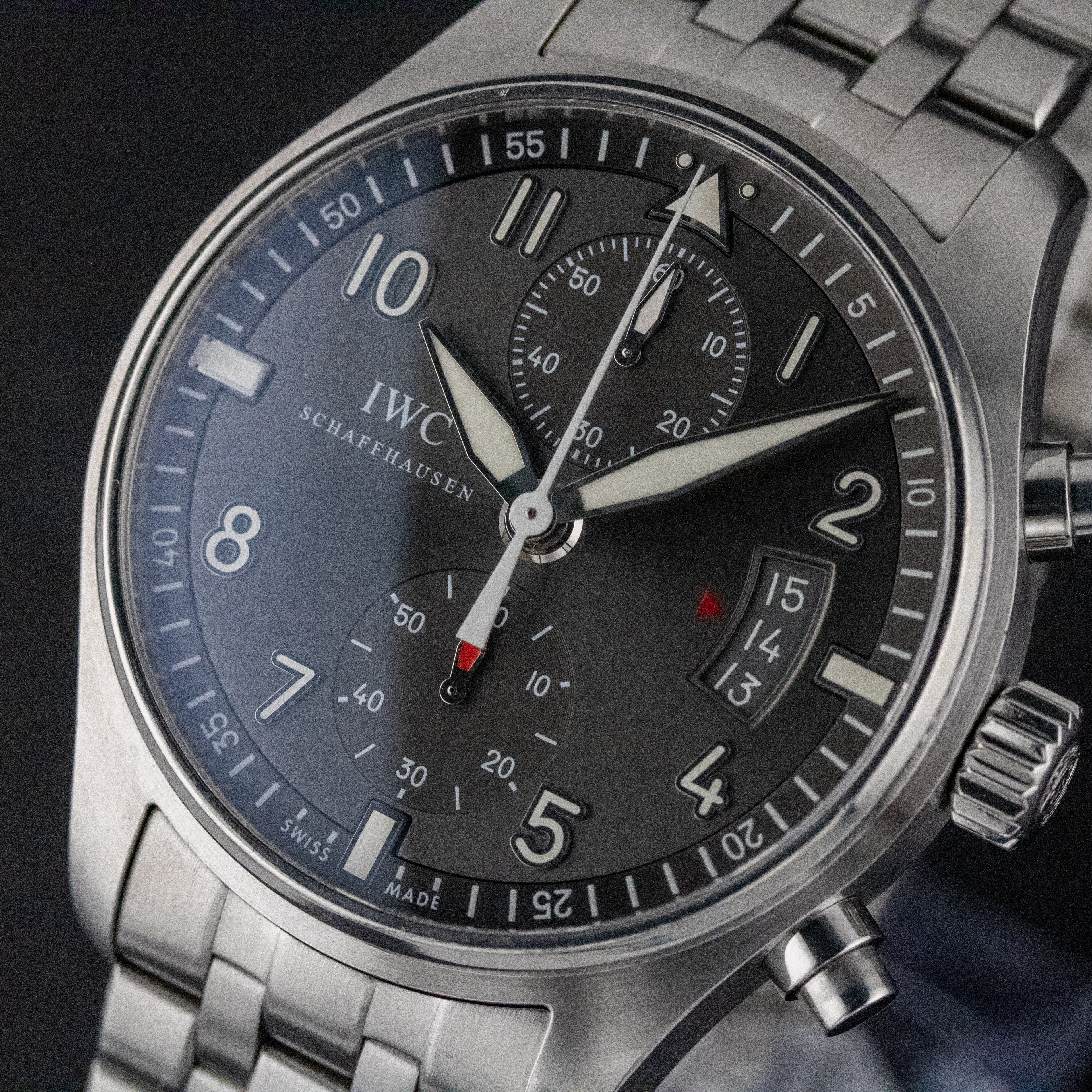 IWC Pilot's Watch Spitfire Chronograph Gray Dial on Bracelet IW387804