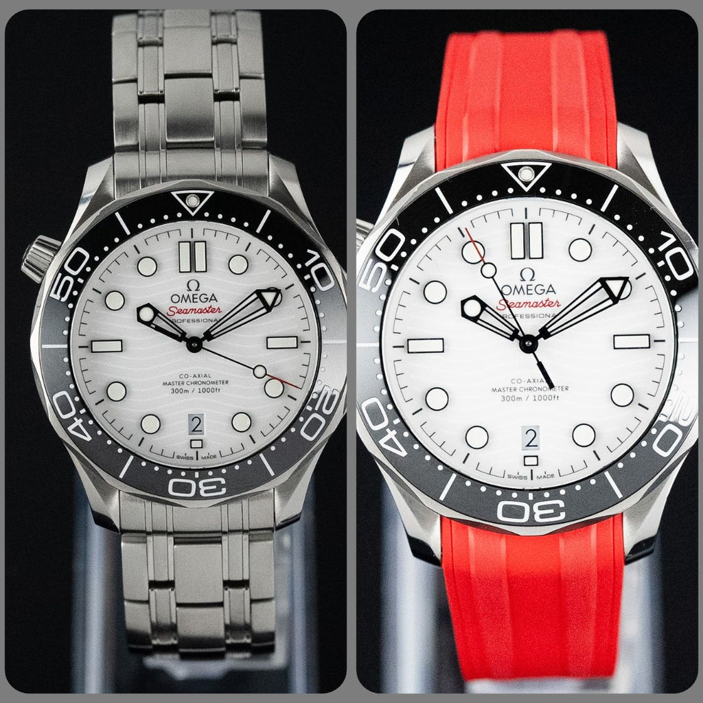 Omega Seamaster Diver 300M 210.30.42.20.04.001 White Dial + OEM Red Rubber Full Set