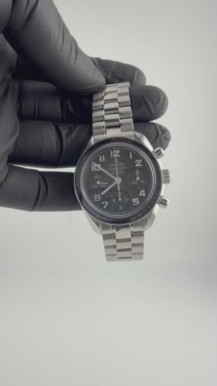 Omega Speedmaster Date 38 324.30.38.40.06.001 Grey Dial Automatic Chronograph Steel Bracelet