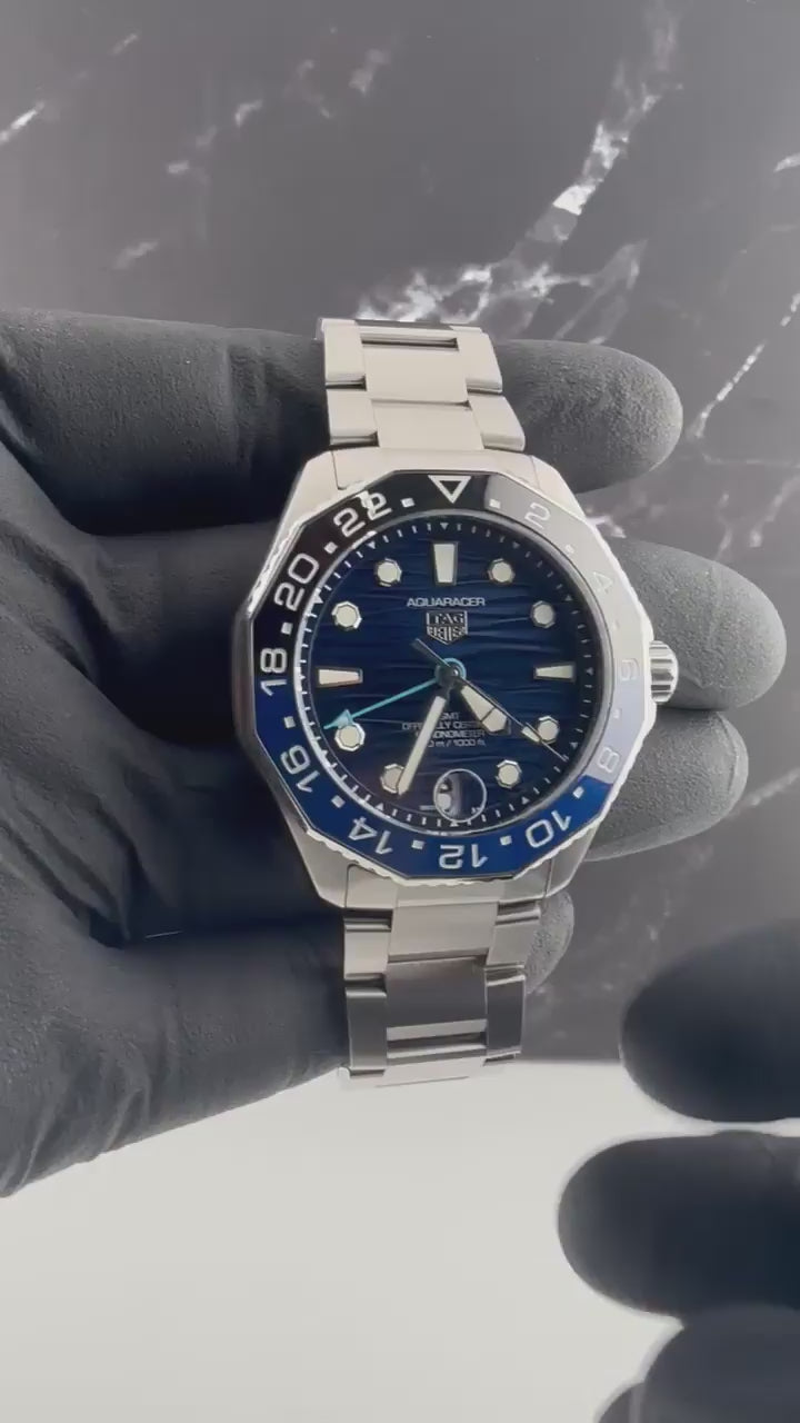 Tag Heuer Aquaracer Professional 300 GMT Automatic GMT Blue Dial on Bracelet WBP5114.BA0013 2024