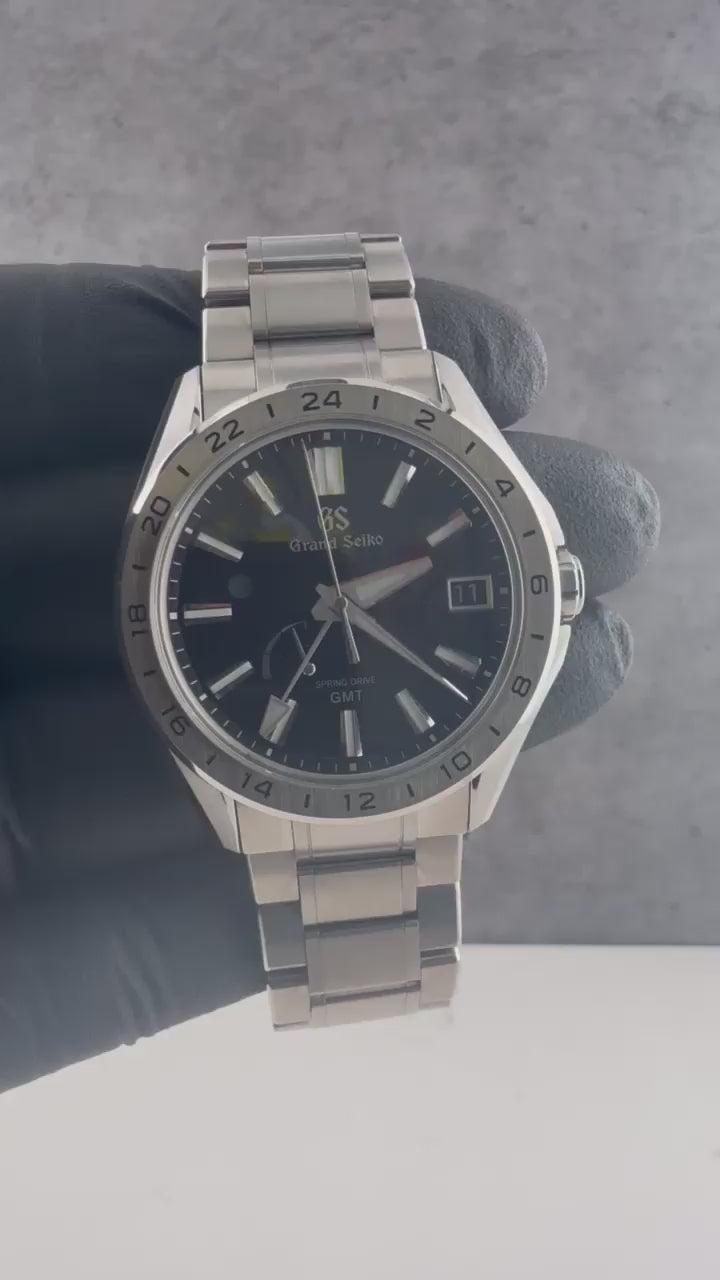 Grand Seiko Evolution 9 Spring Drive GMT Black Dial on Titanium SBGE283 Complete 2022
